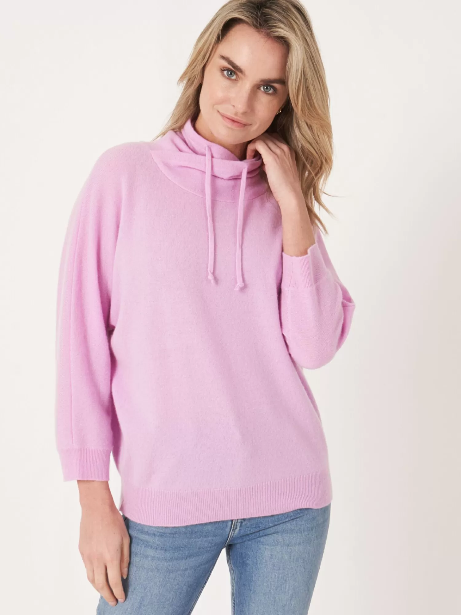 Hot Sportieve Cashmere Trui Met Opstaande Kraag Met Trekkoord Dames Truien