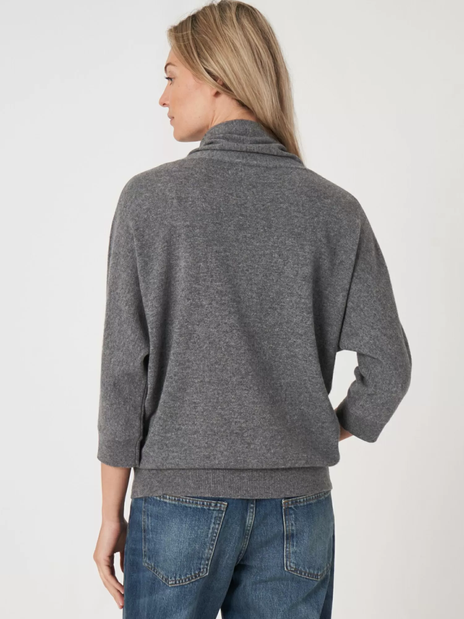 Hot Sportieve Cashmere Trui Met Opstaande Kraag Met Trekkoord Dames Truien