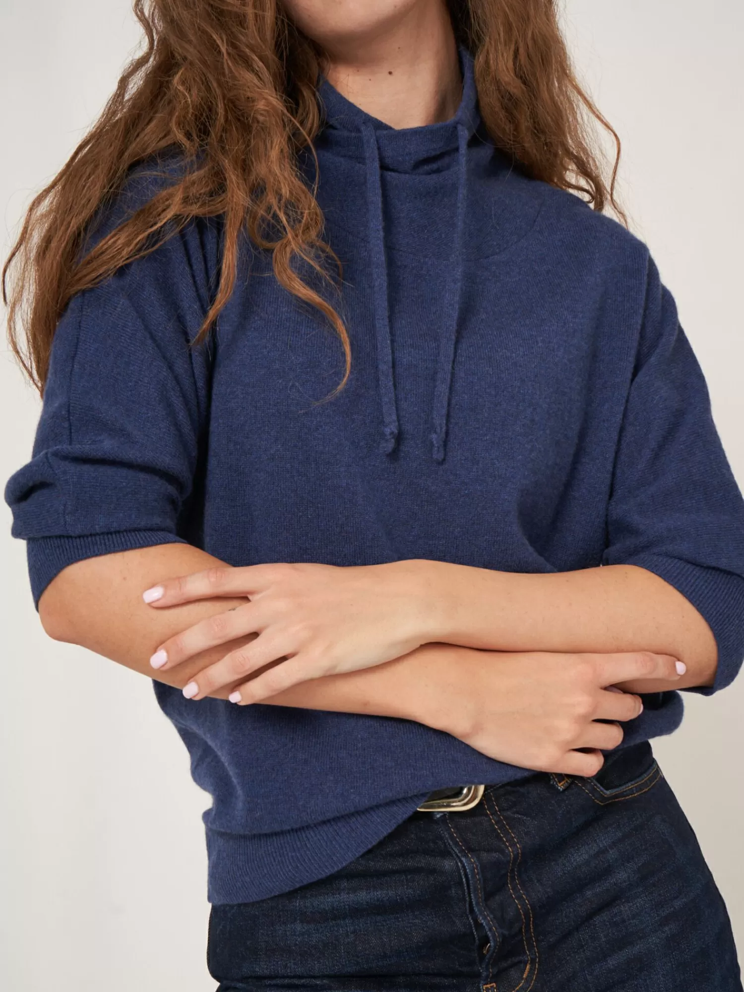Flash Sale Sportieve Cashmere Trui Met Opstaande Kraag Met Trekkoord Dames Truien