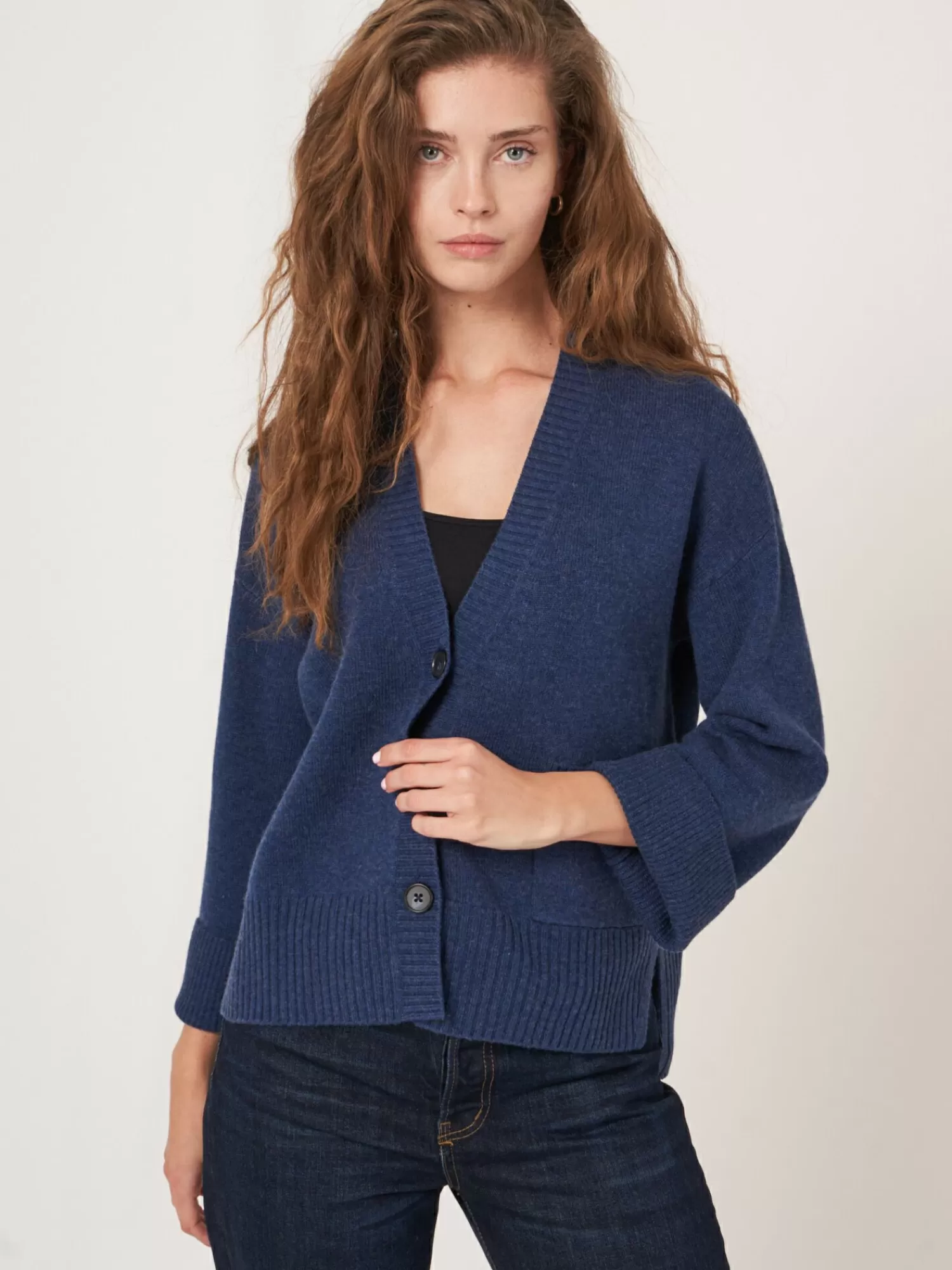 Best Sale Vest Met Voorzak En Wijde Mouwen Met Geribd Detail Dames Vesten