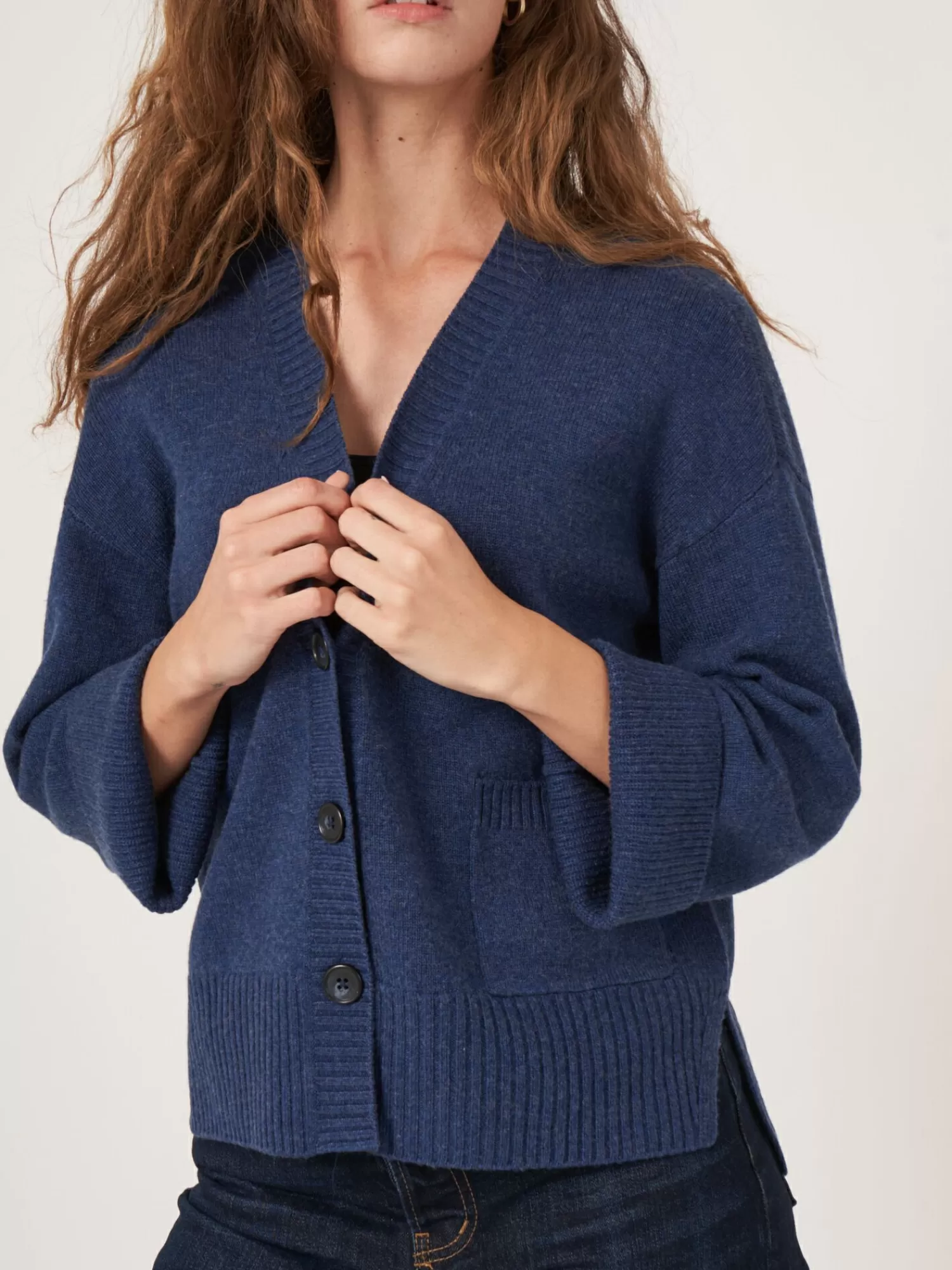 Best Sale Vest Met Voorzak En Wijde Mouwen Met Geribd Detail Dames Vesten