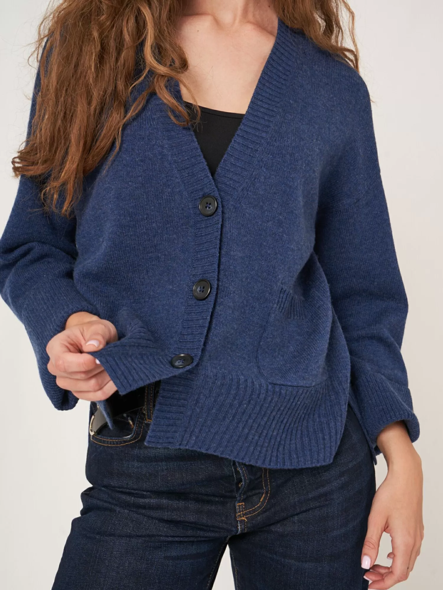 Best Sale Vest Met Voorzak En Wijde Mouwen Met Geribd Detail Dames Vesten