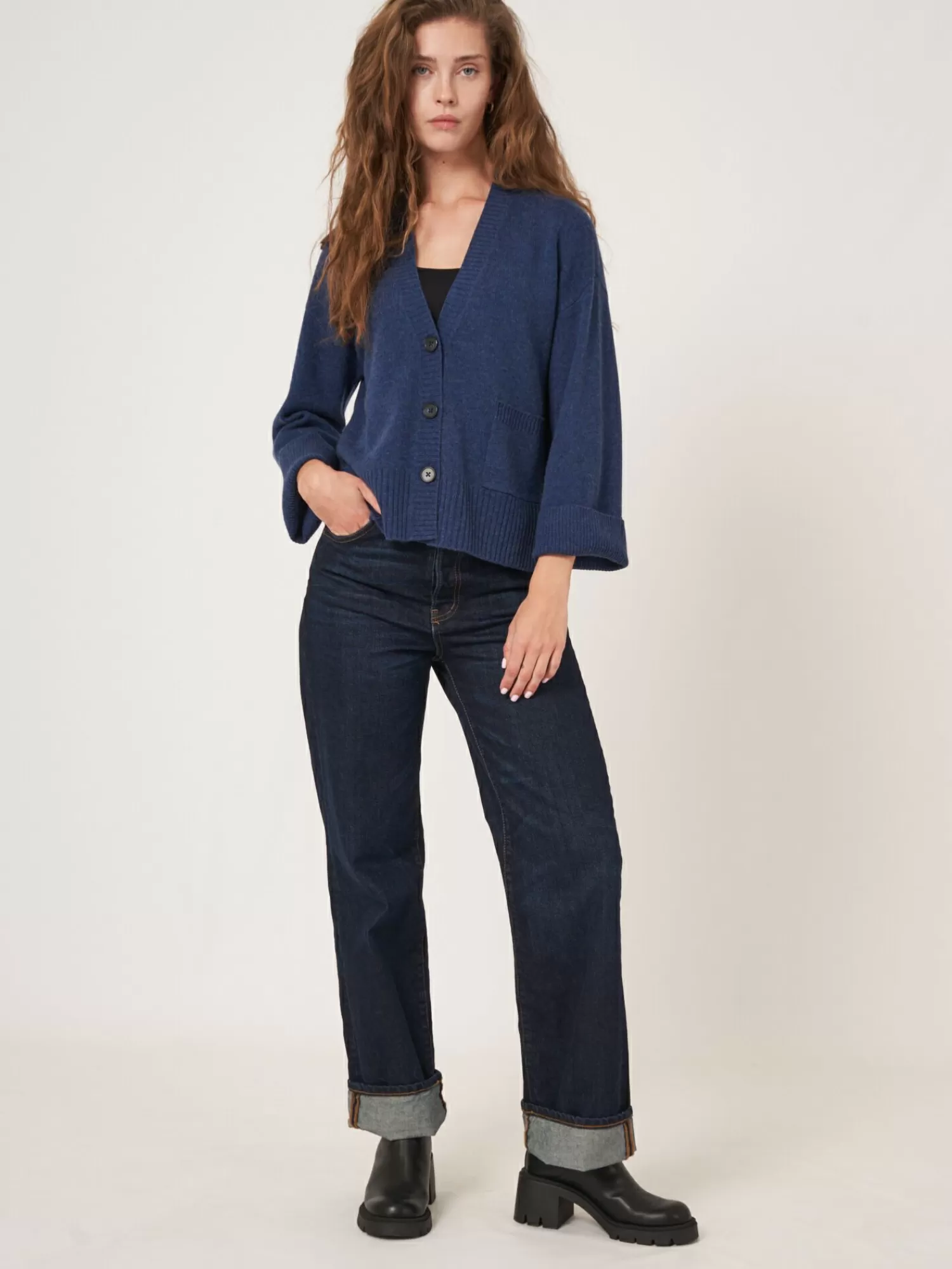 Best Sale Vest Met Voorzak En Wijde Mouwen Met Geribd Detail Dames Vesten